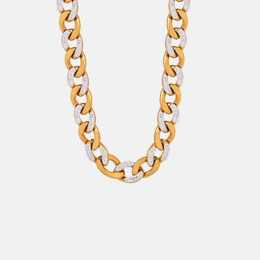 Zircon Titanium Steel Chunky Chain Necklace - Ultim8 Designs 4 U
