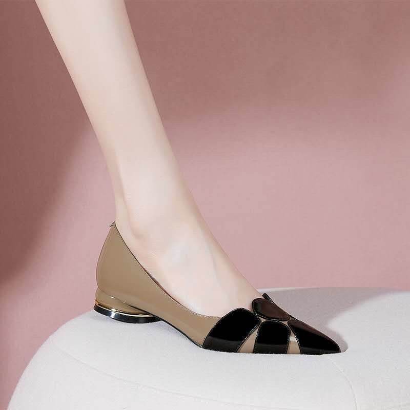 Casual Soft Leather Pointed Toe Low-Heel Shoes - Ultim8 Designs 4 U