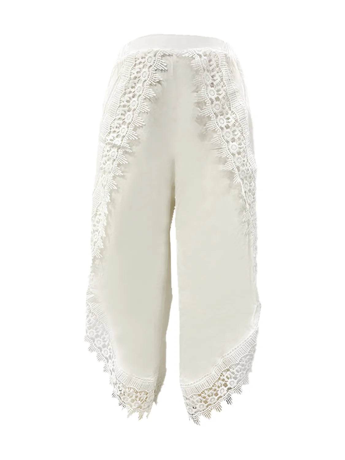 Full Size Lace Detail Wide Leg Pants Plus Size - Ultim8 Designs 4 U
