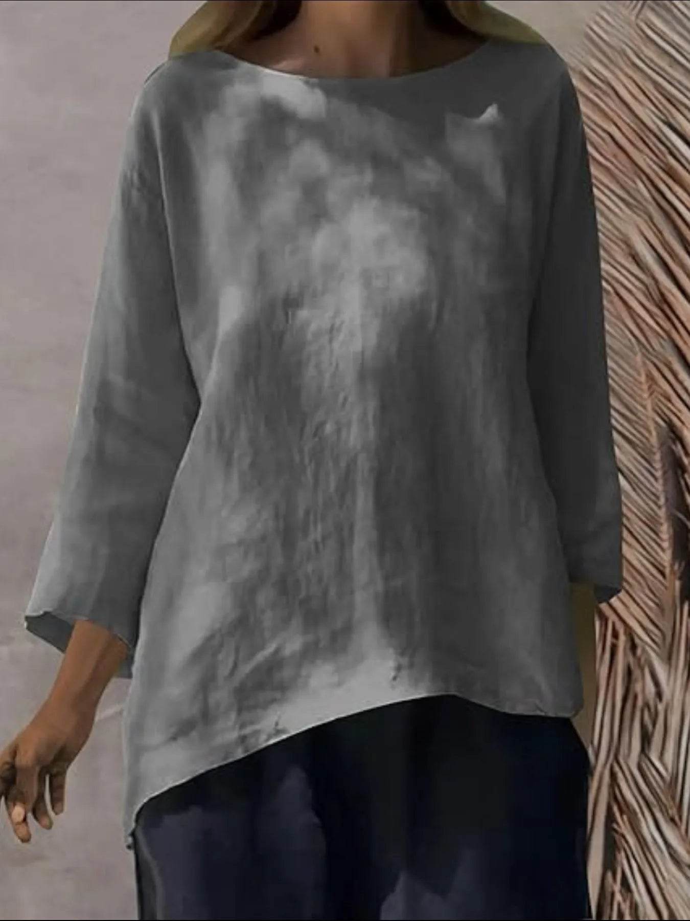 Full Size Round Neck Relaxed Fit Blouse Plus Size - Ultim8 Designs 4 U