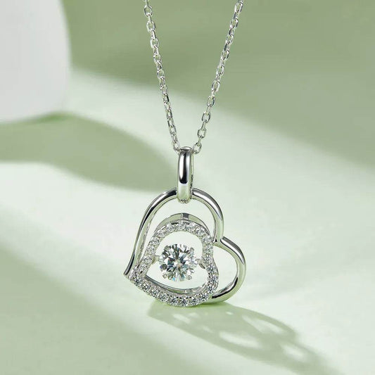 Moissanite 925 Sterling Silver Heart Necklace - Ultim8 Designs 4 U