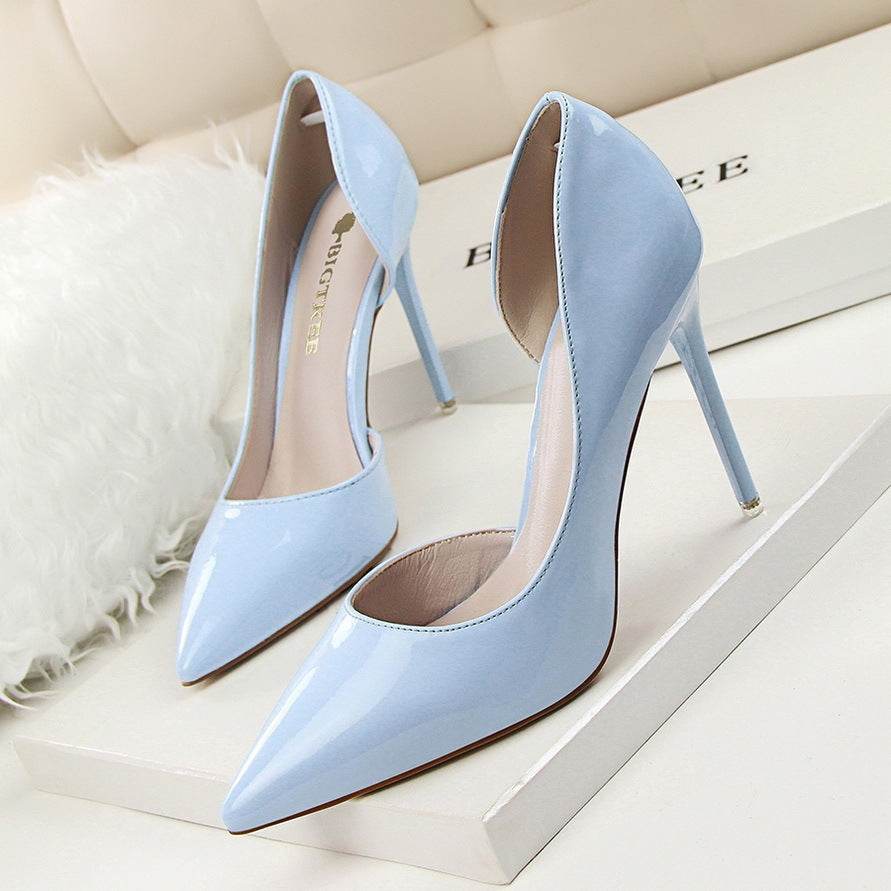 Stiletto patent leather shallow pointed high heels - Ultim8 Designs 4 U