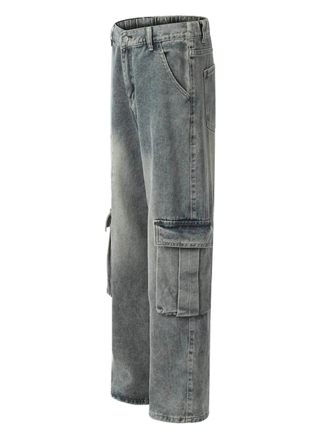 Men's Washed Wide Leg Cargo Jeans - Ultim8 Designs 4 U