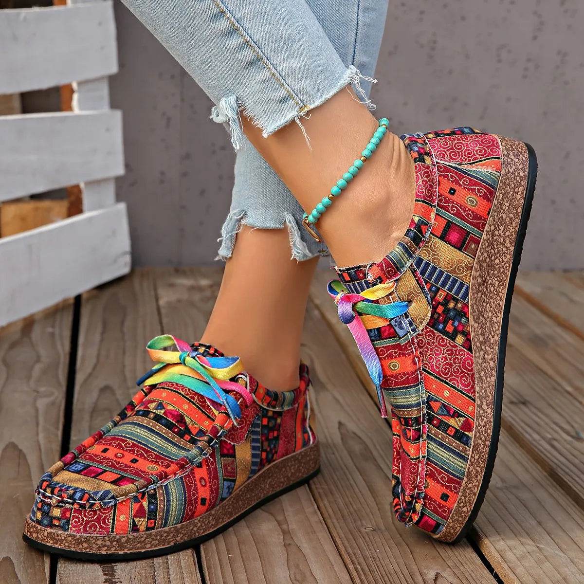 Printed Round Toe Sneakers - Ultim8 Designs 4 U