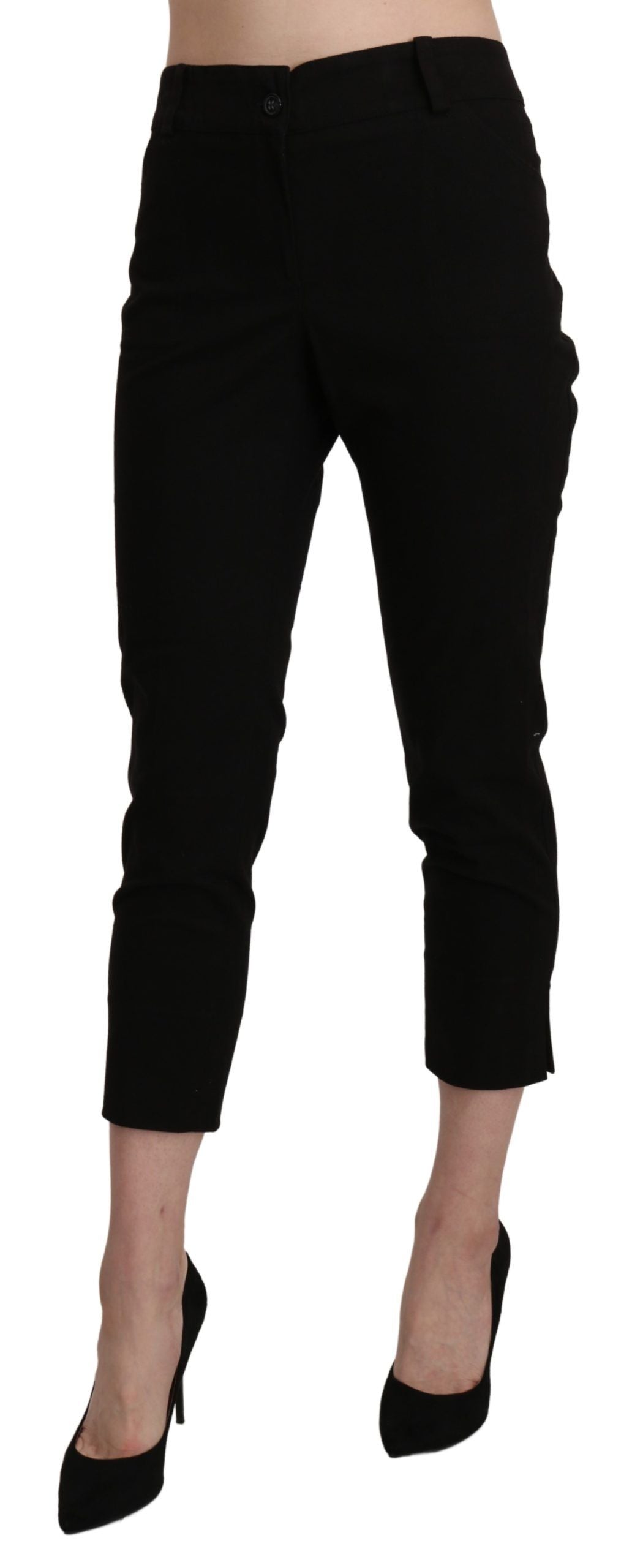 BENCIVENGA Black High Waist Skinny Cropped Dress Trouser