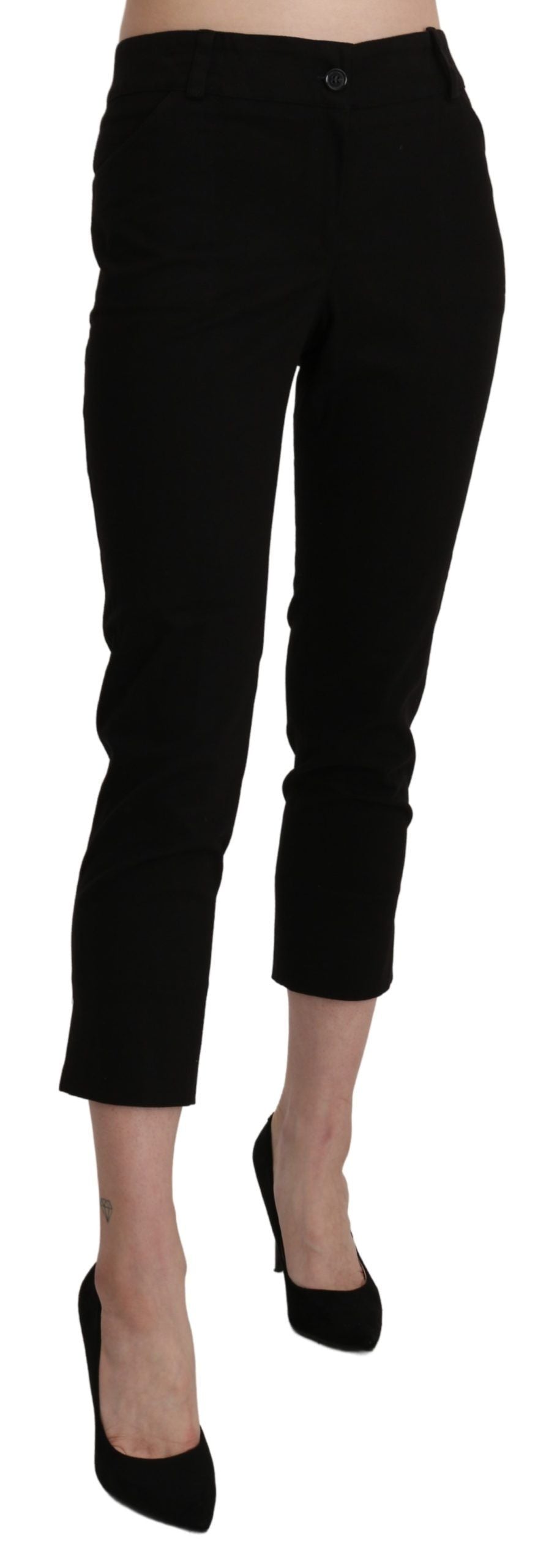 BENCIVENGA Black High Waist Skinny Cropped Dress Trouser