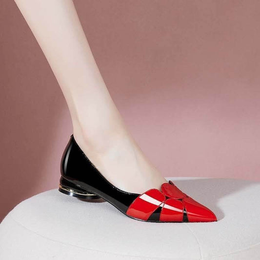 Casual Soft Leather Pointed Toe Low-Heel Shoes - Ultim8 Designs 4 U