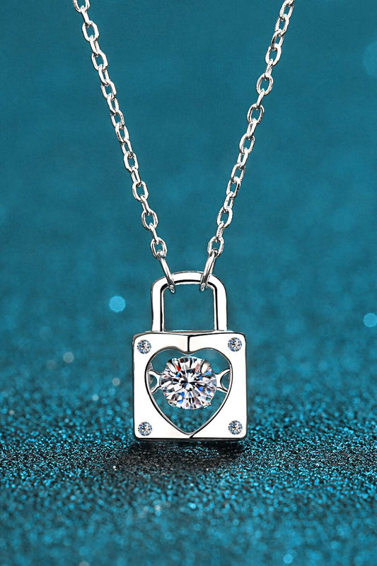 Adored Moissanite Lock Pendant Necklace - Ultim8 Designs 4 U