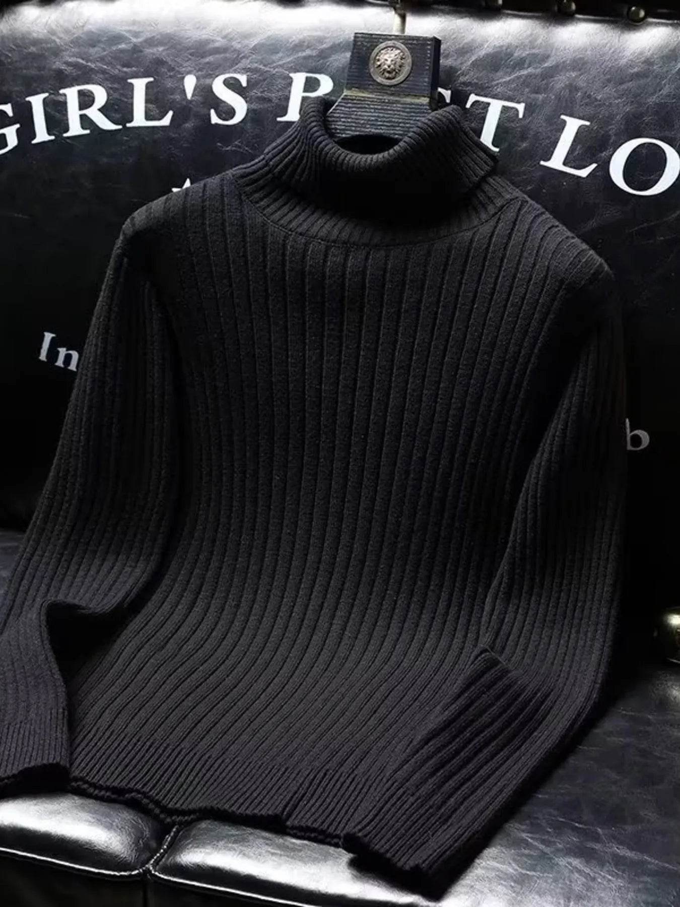 Men's Ribbed Turtleneck Long Sleeve Sweater - Ultim8 Designs 4 U