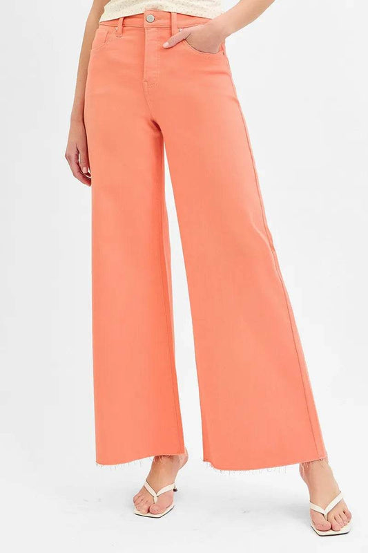 RISEN Full Size Tummy Control High Rise Wide Leg Palazzo Jeans Plus Size - Ultim8 Designs 4 U