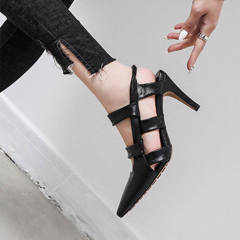 Women's Fashion Leather High Heel Toe Cap Sandals - Ultim8 Designs 4 U