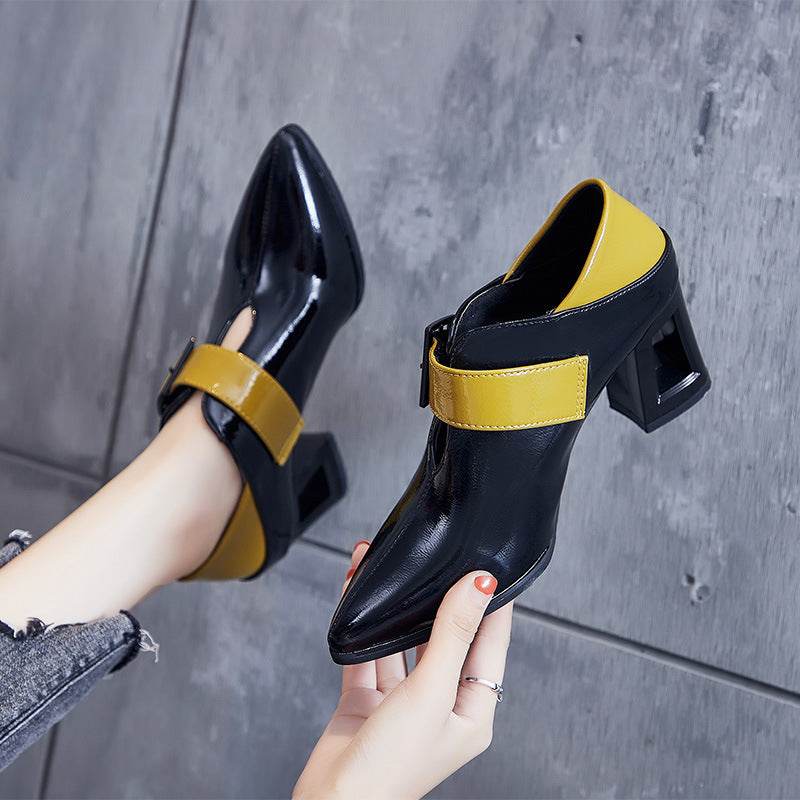 Fashion Patent Leather Deep Pointed High Heels - Ultim8 Designs 4 U