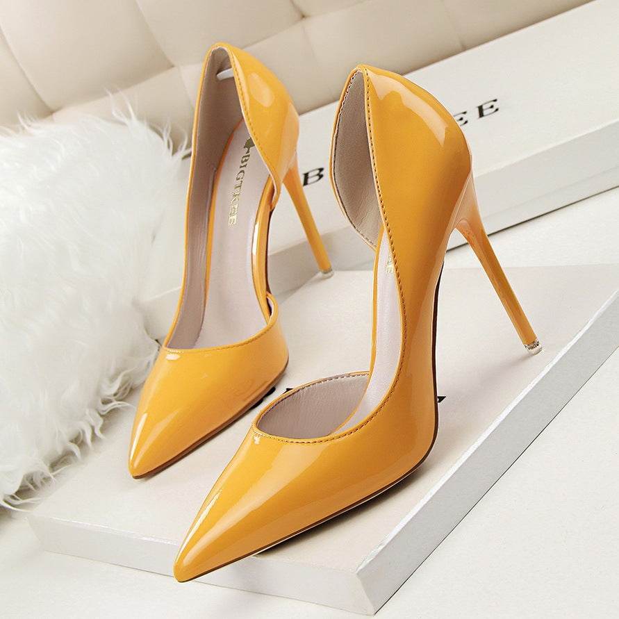 Stiletto patent leather shallow pointed high heels - Ultim8 Designs 4 U
