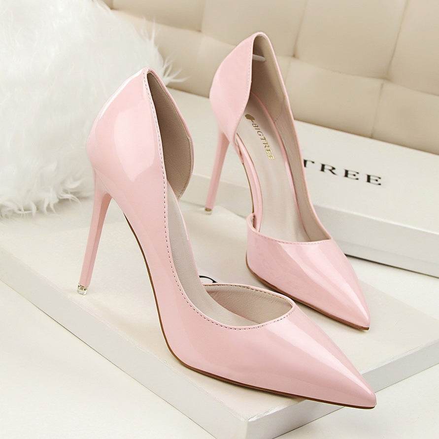 Stiletto patent leather shallow pointed high heels - Ultim8 Designs 4 U