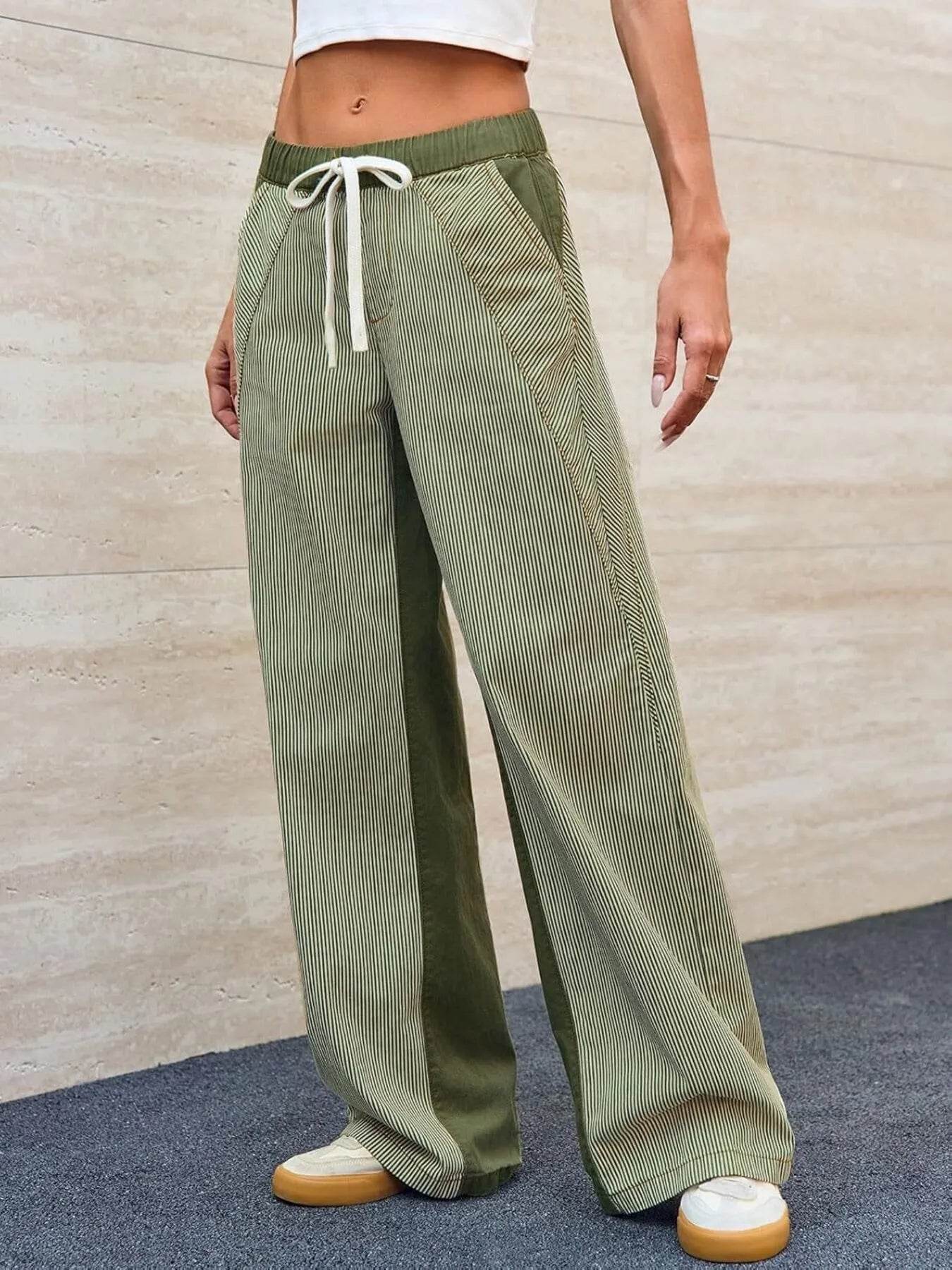 Striped Wide Leg Jeans - Ultim8 Designs 4 U