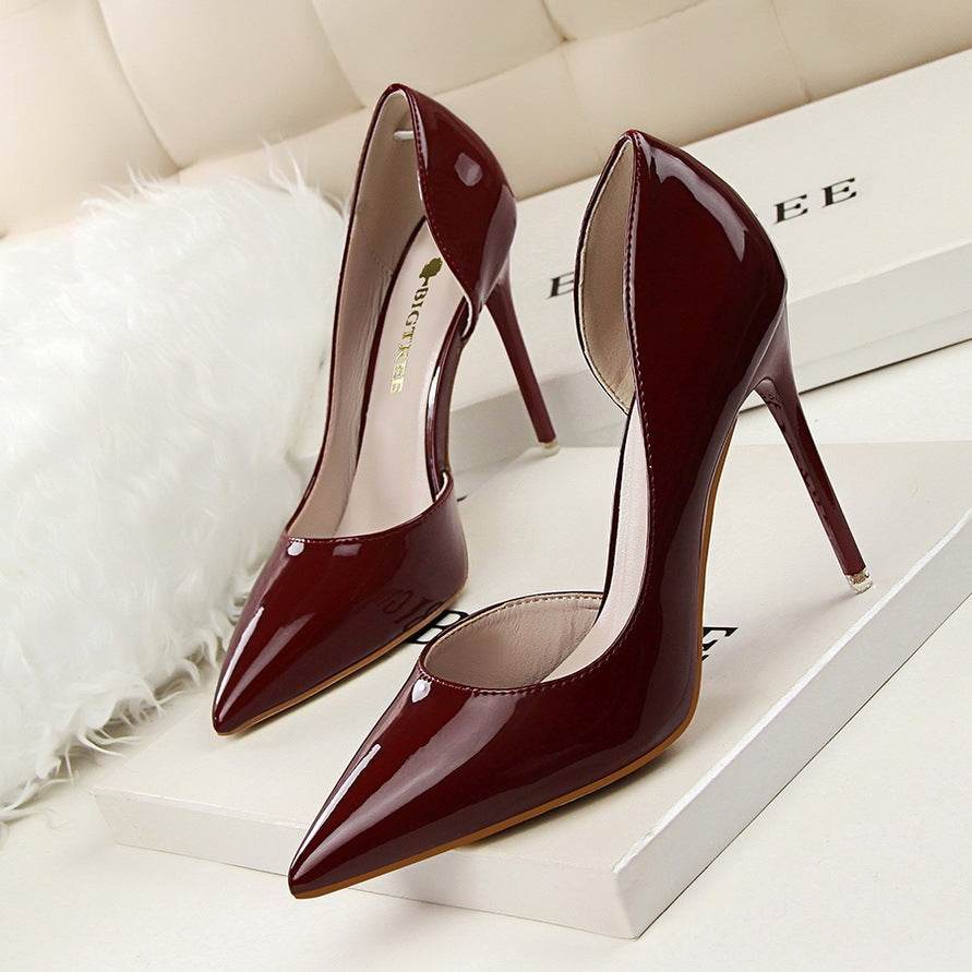 Stiletto patent leather shallow pointed high heels - Ultim8 Designs 4 U