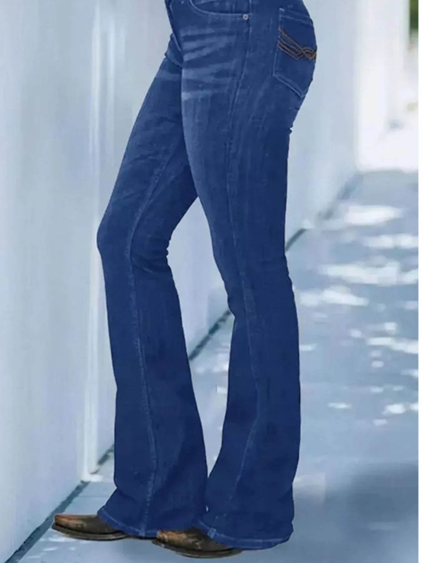 Full Size Wash Flare Jeans with Pockets Plus Size - Ultim8 Designs 4 U