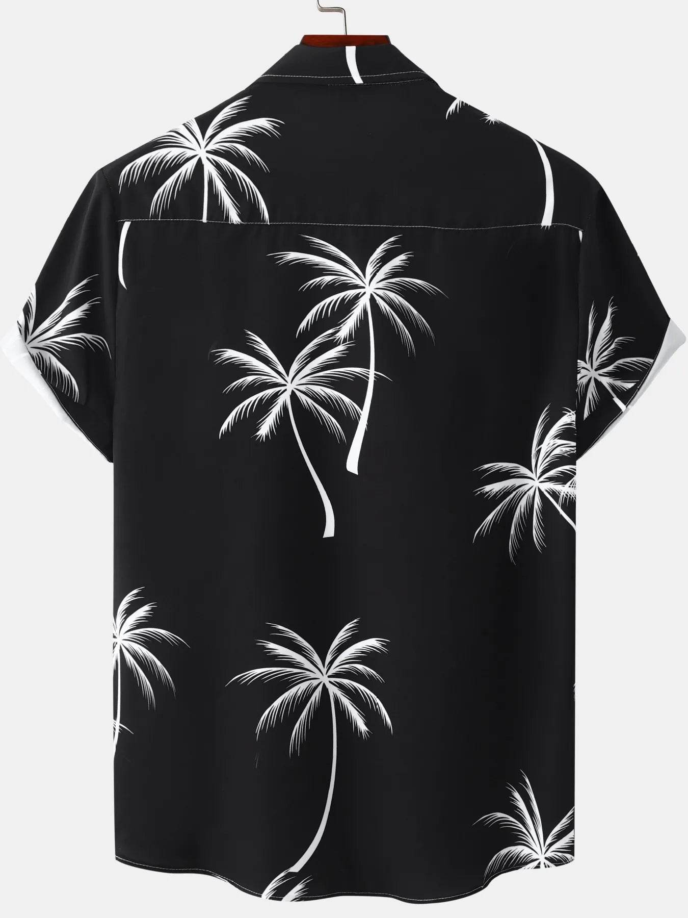 Men's Plus Size Tropical Palm Print Short Sleeve Button Down Shirt - Ultim8 Designs 4 U