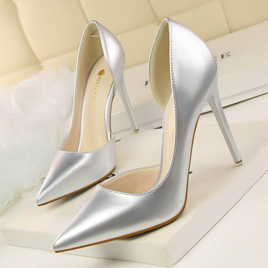 Stiletto patent leather shallow pointed high heels - Ultim8 Designs 4 U