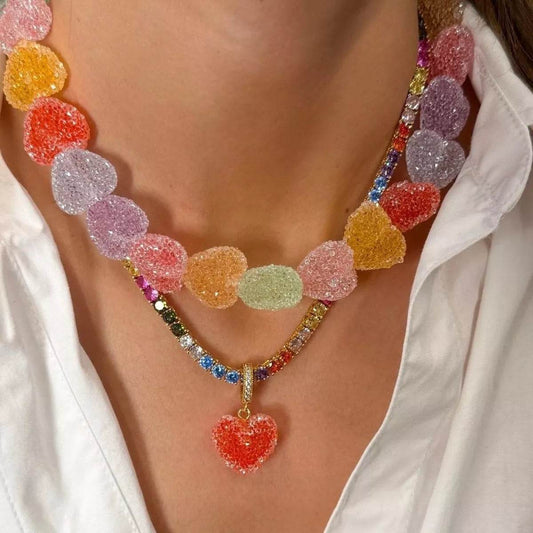 Colorful Resin Heart Necklace - Ultim8 Designs 4 U