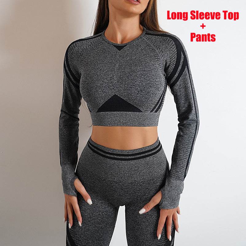 Seamless Yoga Pants Sports Gym Fitness Leggings Or Long Sleeve Tops Outfits Butt Lifting Slim Workout Sportswear Clothing - Ultim8 Designs 4 U