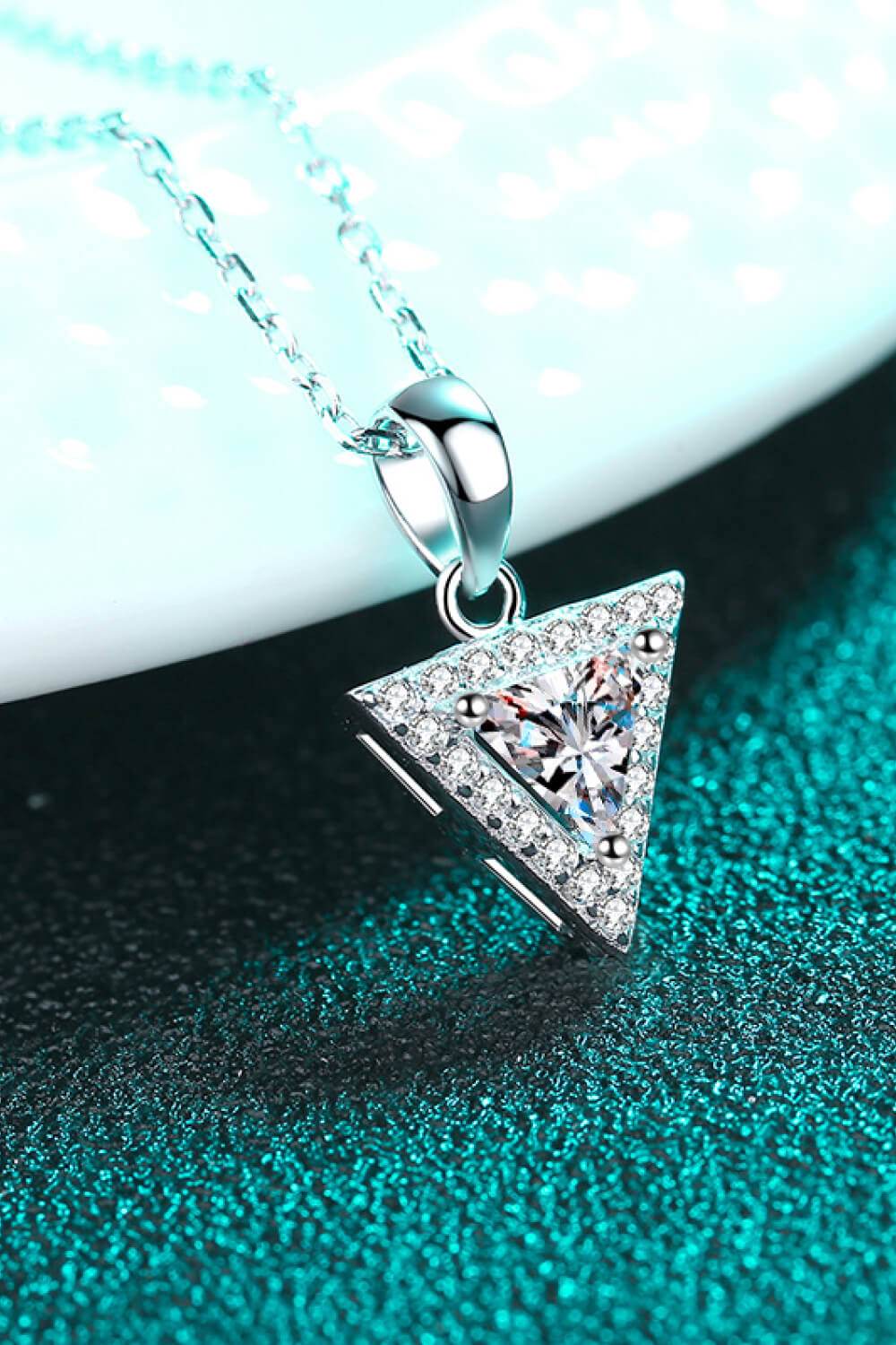 925 Sterling Silver Triangle Moissanite Pendant Necklace - Ultim8 Designs 4 U