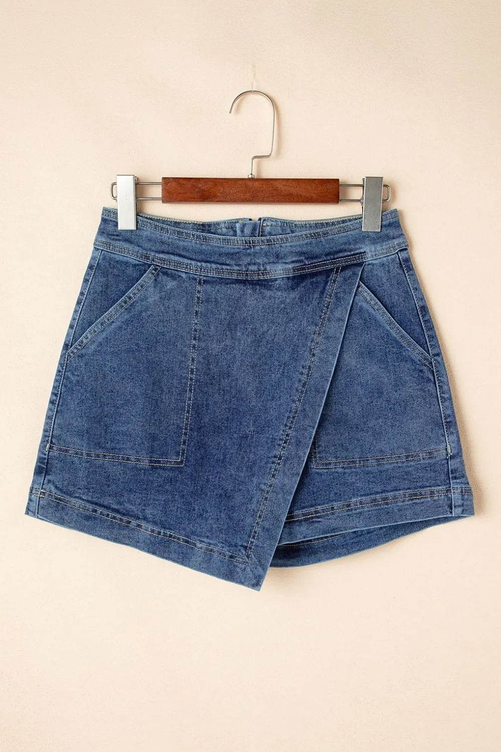 Asymmetrical Denim Skort with Pockets - Ultim8 Designs 4 U
