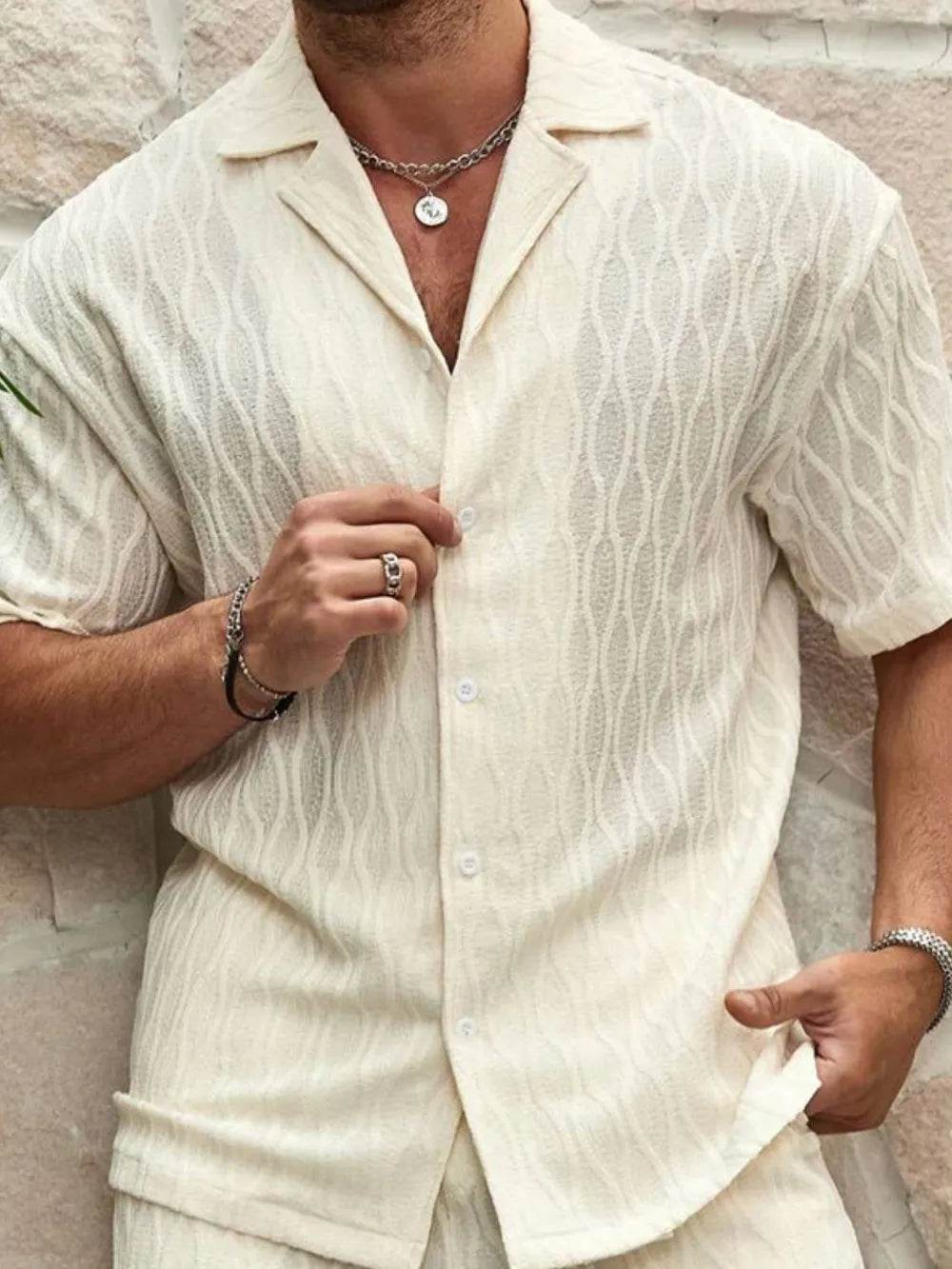Men's Plus Size Collared Neck Short Sleeve Top and Shorts Set - Ultim8 Designs 4 U