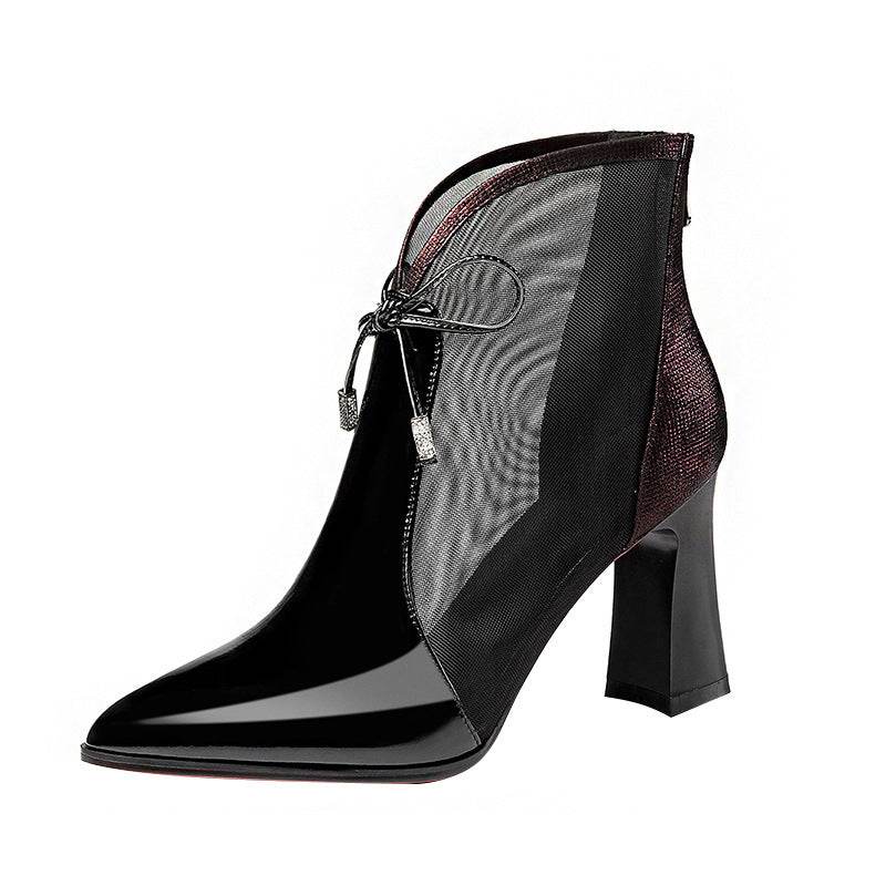 Patent Leather Mesh Boots Female Hollow Mesh - Ultim8 Designs 4 U
