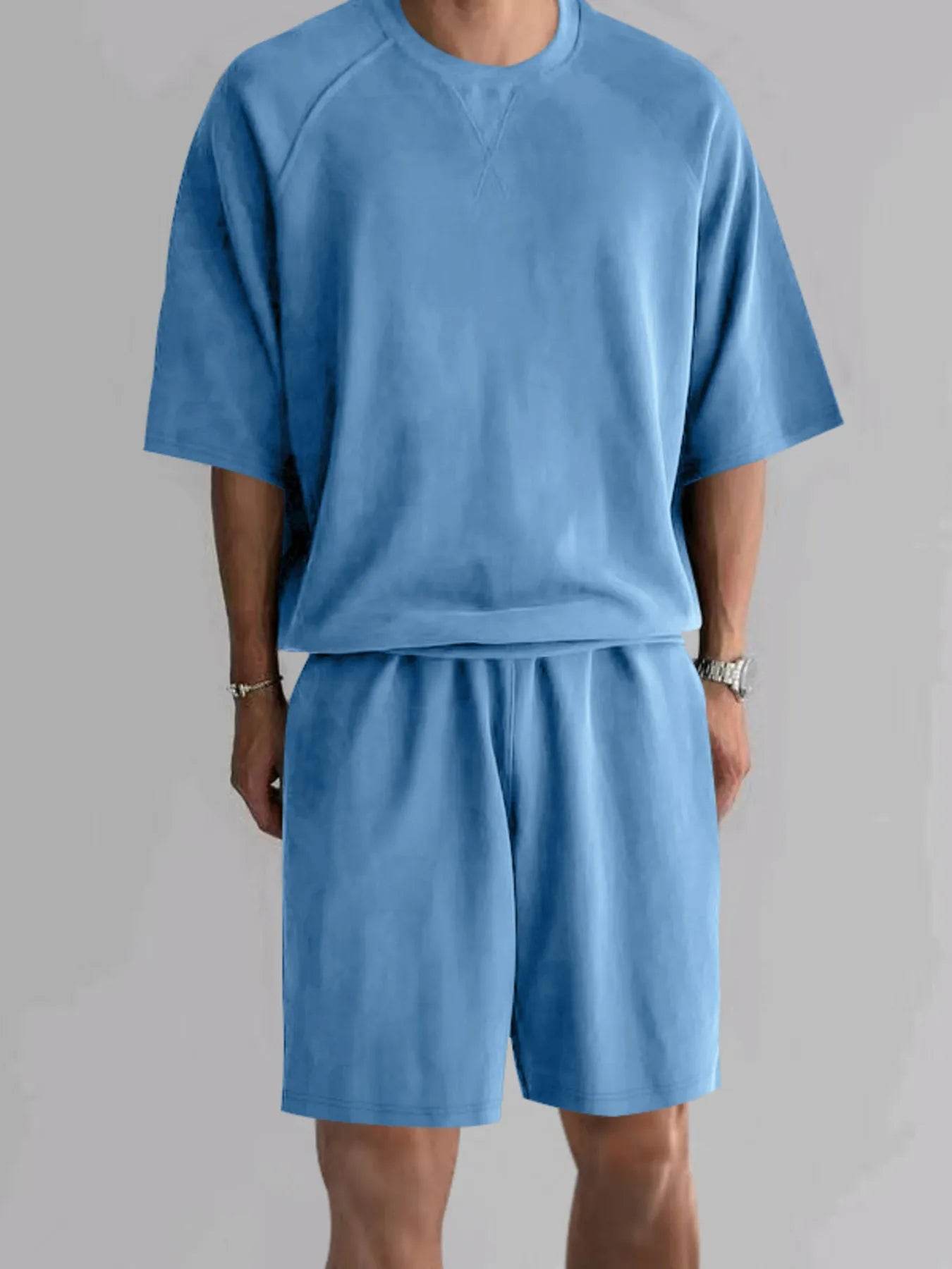 Men's Full Size Round Neck Top and Shorts Set Plus Size - Ultim8 Designs 4 U