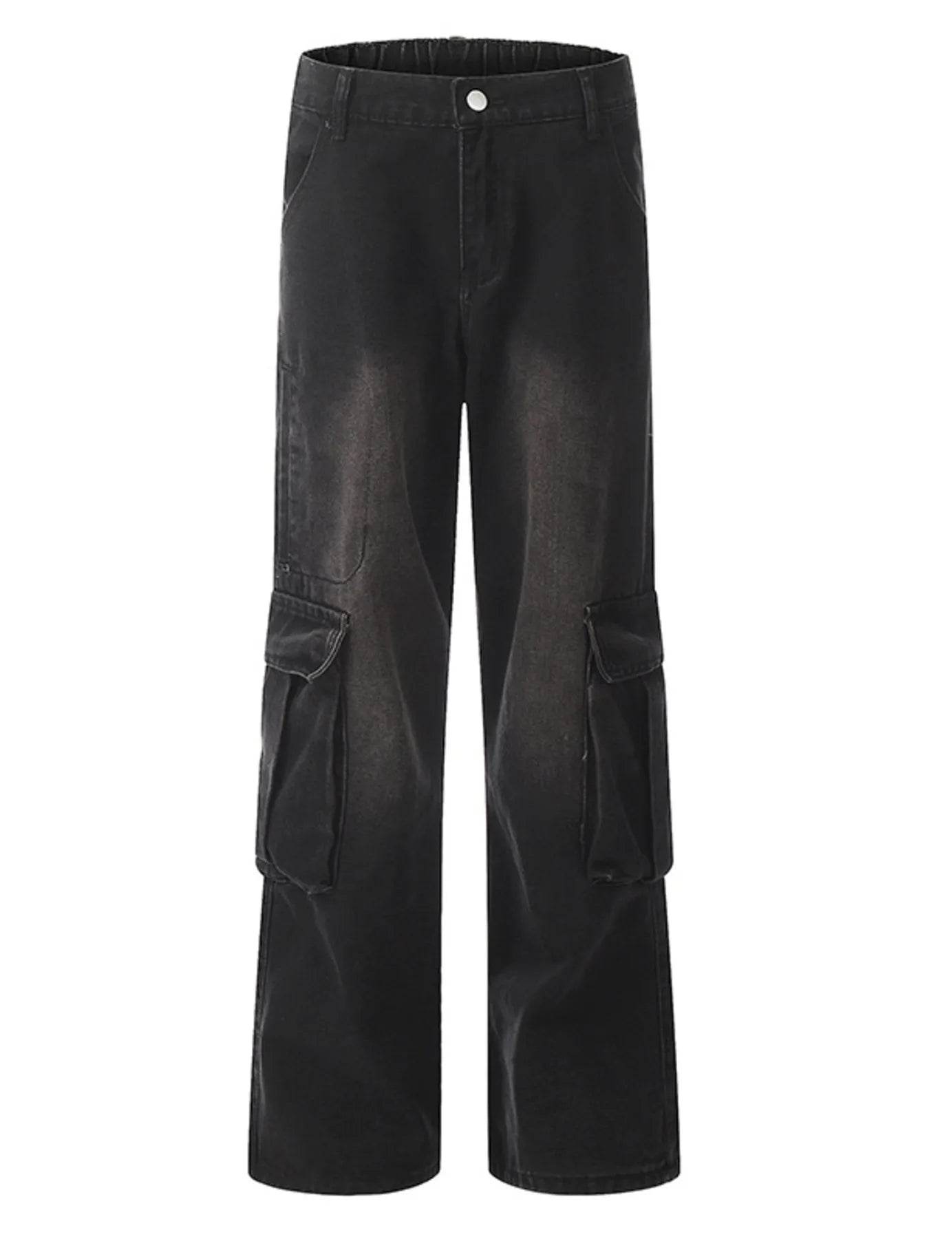 Men's Washed Wide Leg Cargo Jeans - Ultim8 Designs 4 U