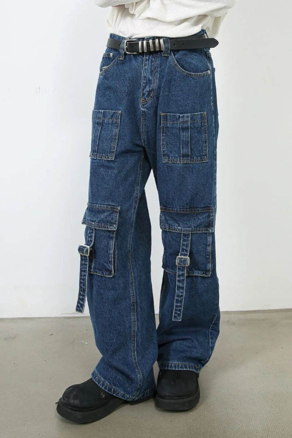 Men's Mid Rise Jeans with Cargo Pockets - Ultim8 Designs 4 U