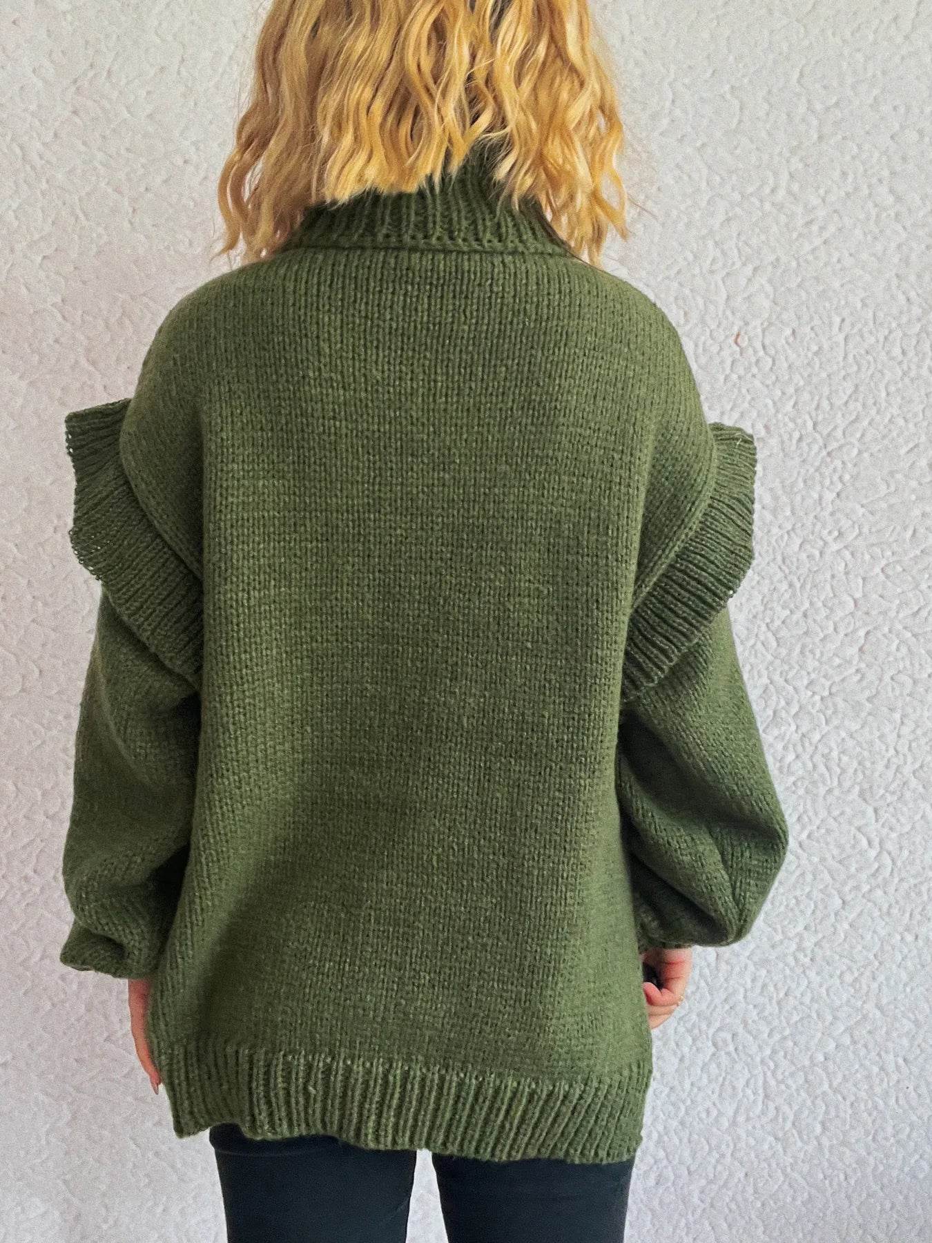 Ruffled Turtleneck Long Sleeve Sweater - Ultim8 Designs 4 U