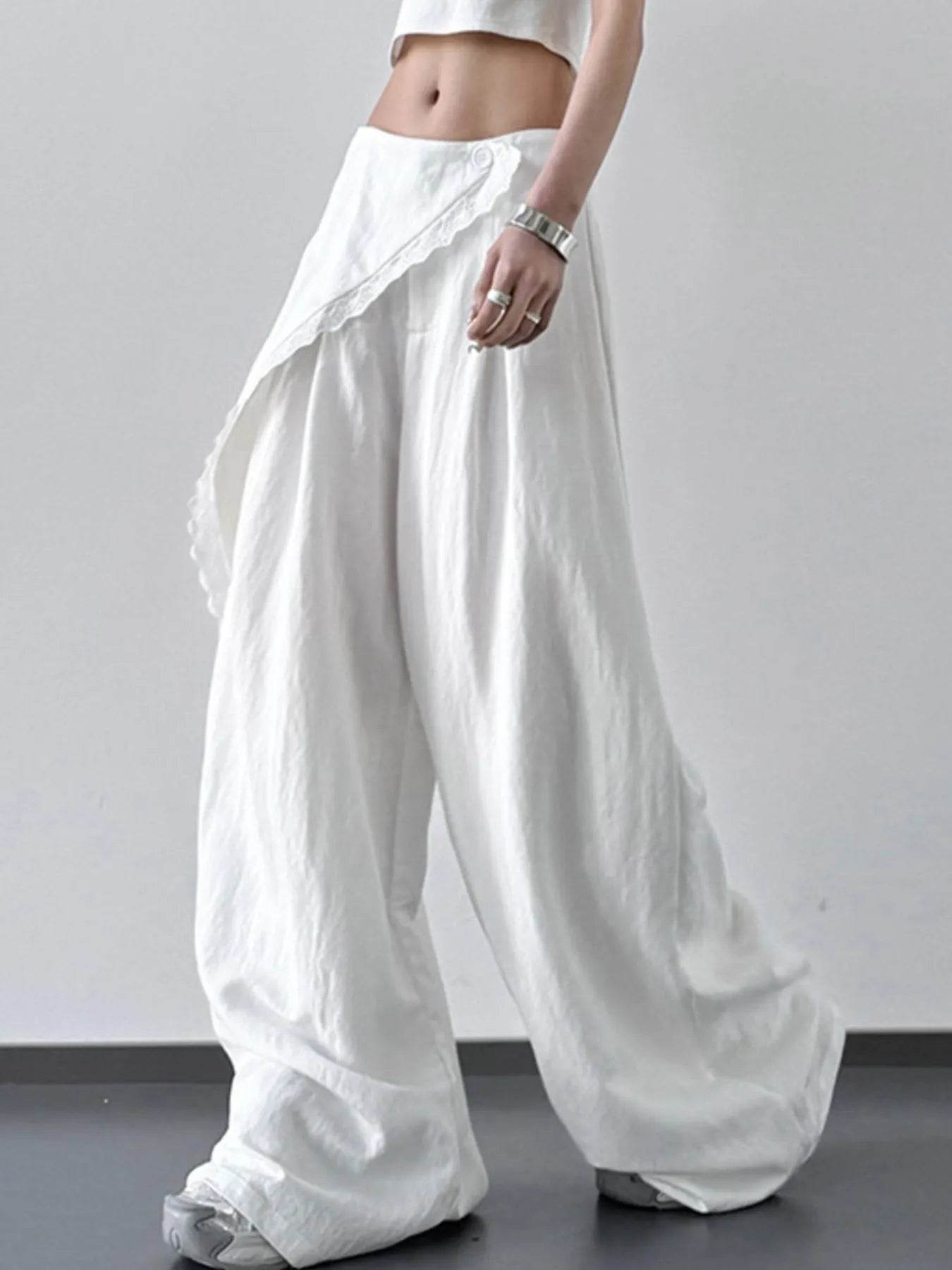 Lace Detail Wide Leg Pants - Ultim8 Designs 4 U