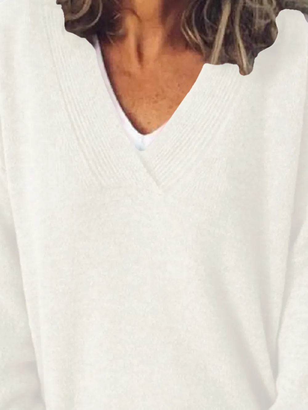 V-Neck Dropped Shoulder Sweater - Ultim8 Designs 4 U