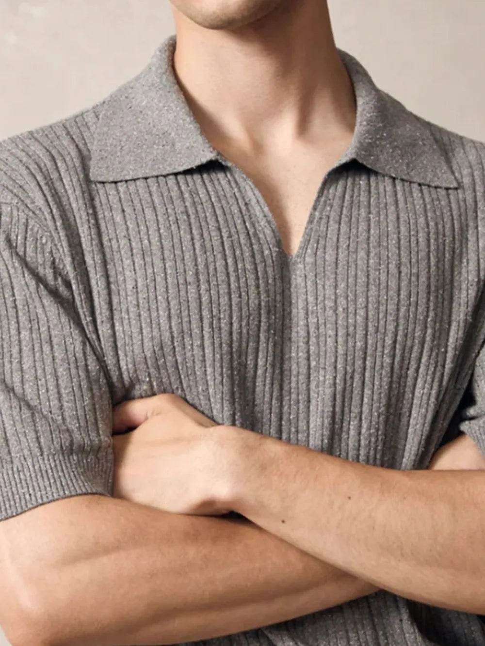 Men's Plus Size Johnny Collar Half Sleeve Knit Polo - Ultim8 Designs 4 U