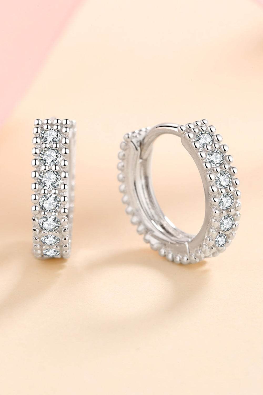 925 Sterling Silver Inlaid Moissanite Huggie Earrings - Ultim8 Designs 4 U