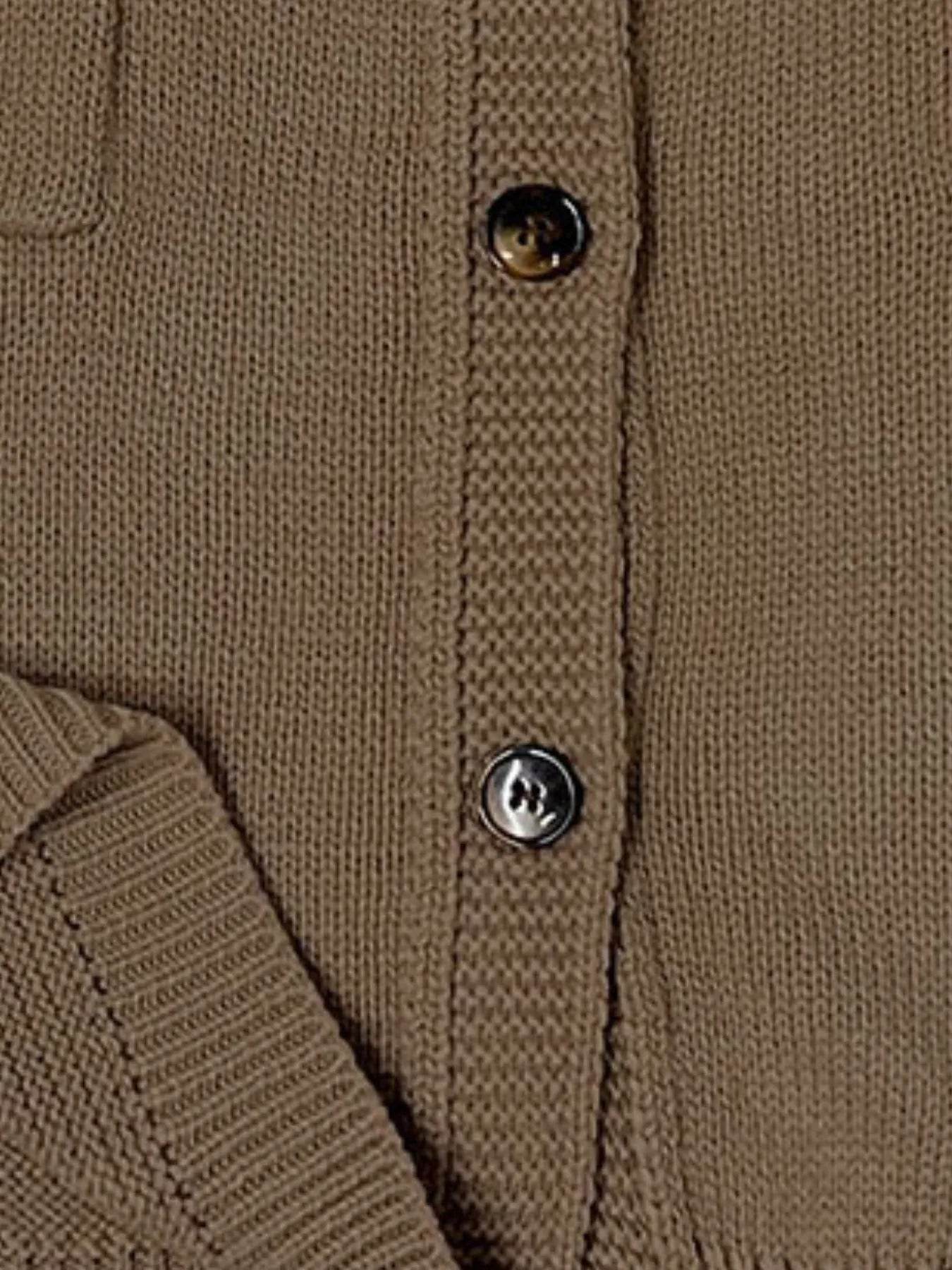 Ribbed Hem Button Up Cardigan - Ultim8 Designs 4 U