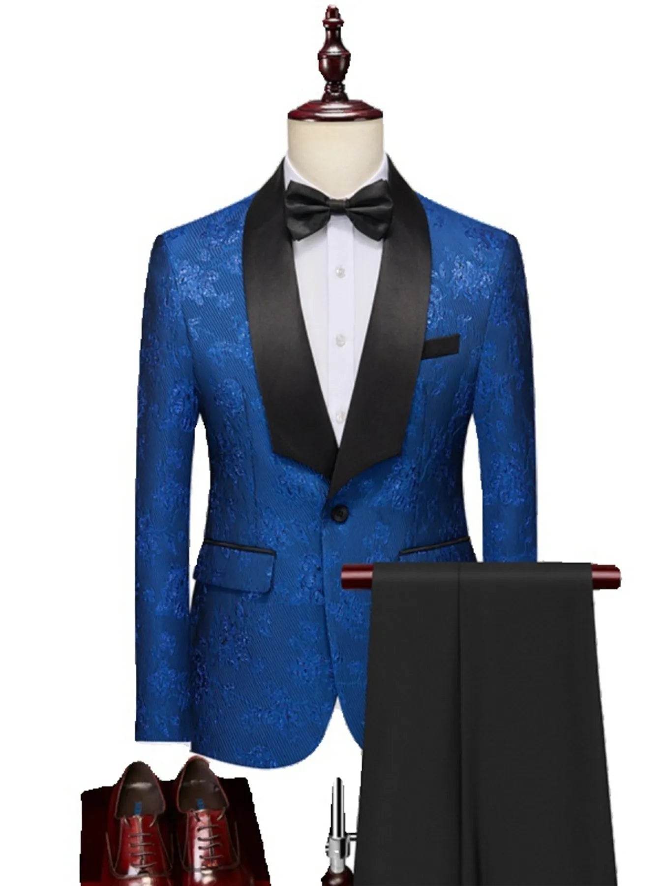 Men's Plus Size One Button Long Sleeve Blazer and Pants Set - Ultim8 Designs 4 U
