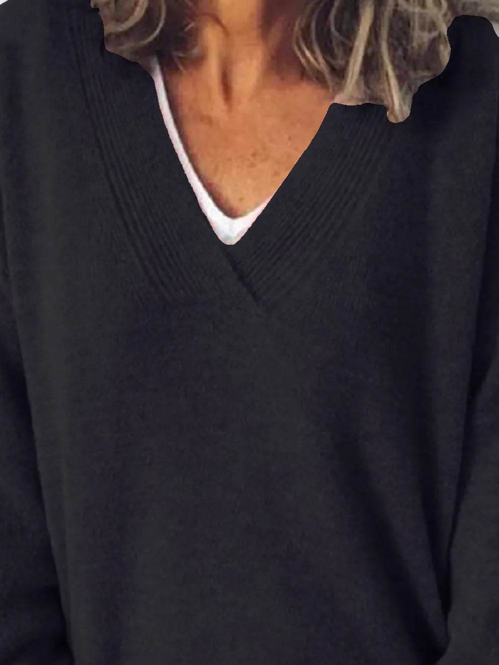 V-Neck Dropped Shoulder Sweater - Ultim8 Designs 4 U