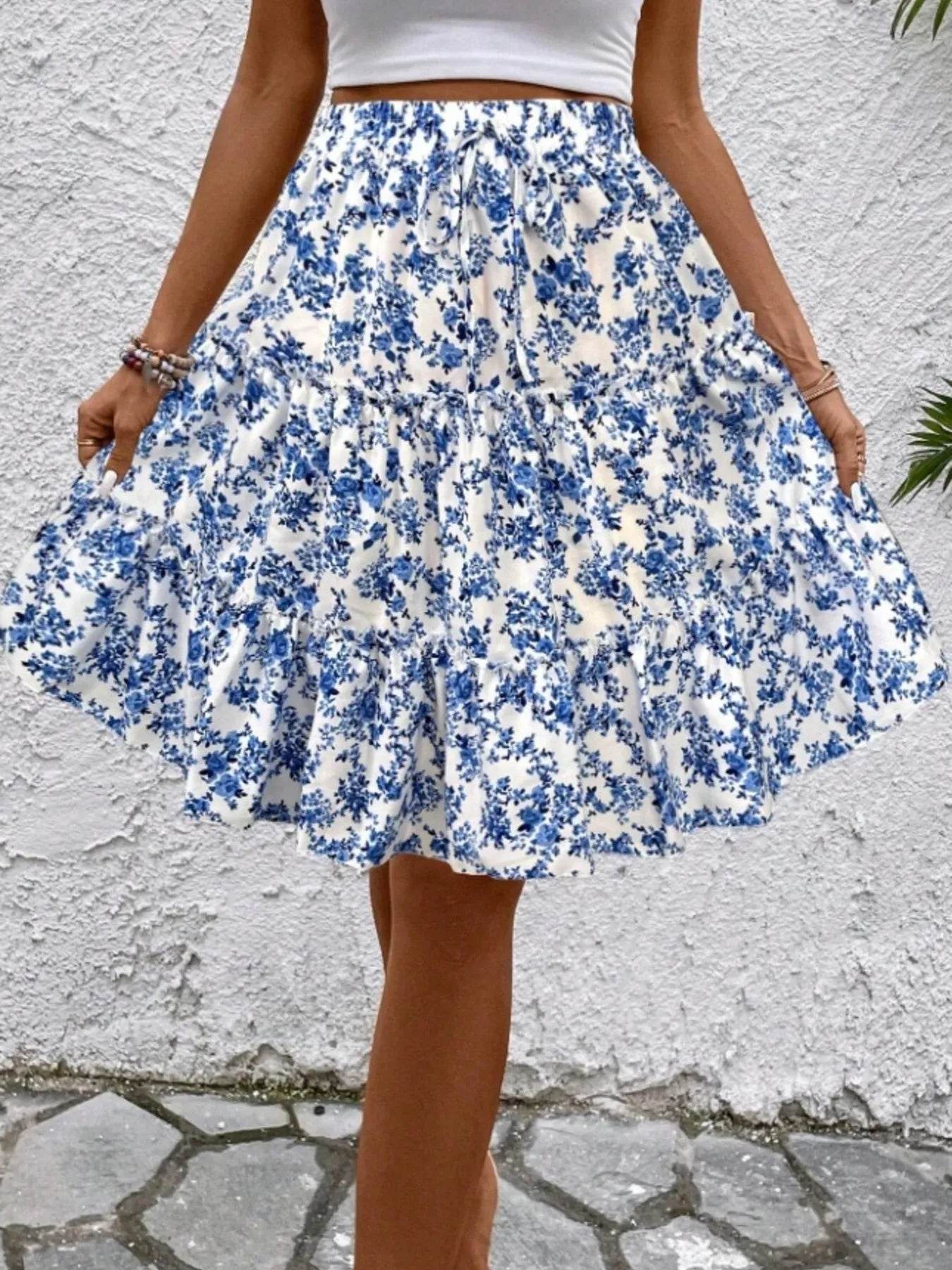 Floral Print Midi Skirt - Ultim8 Designs 4 U