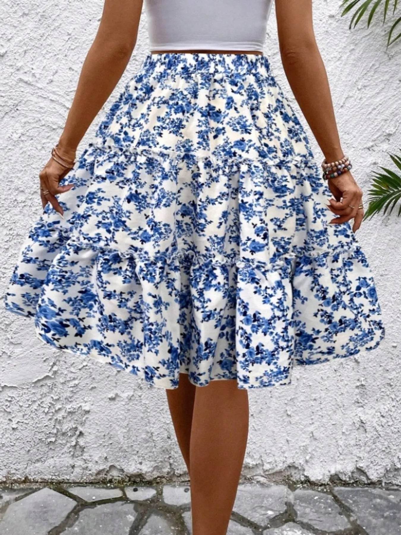 Floral Print Midi Skirt - Ultim8 Designs 4 U