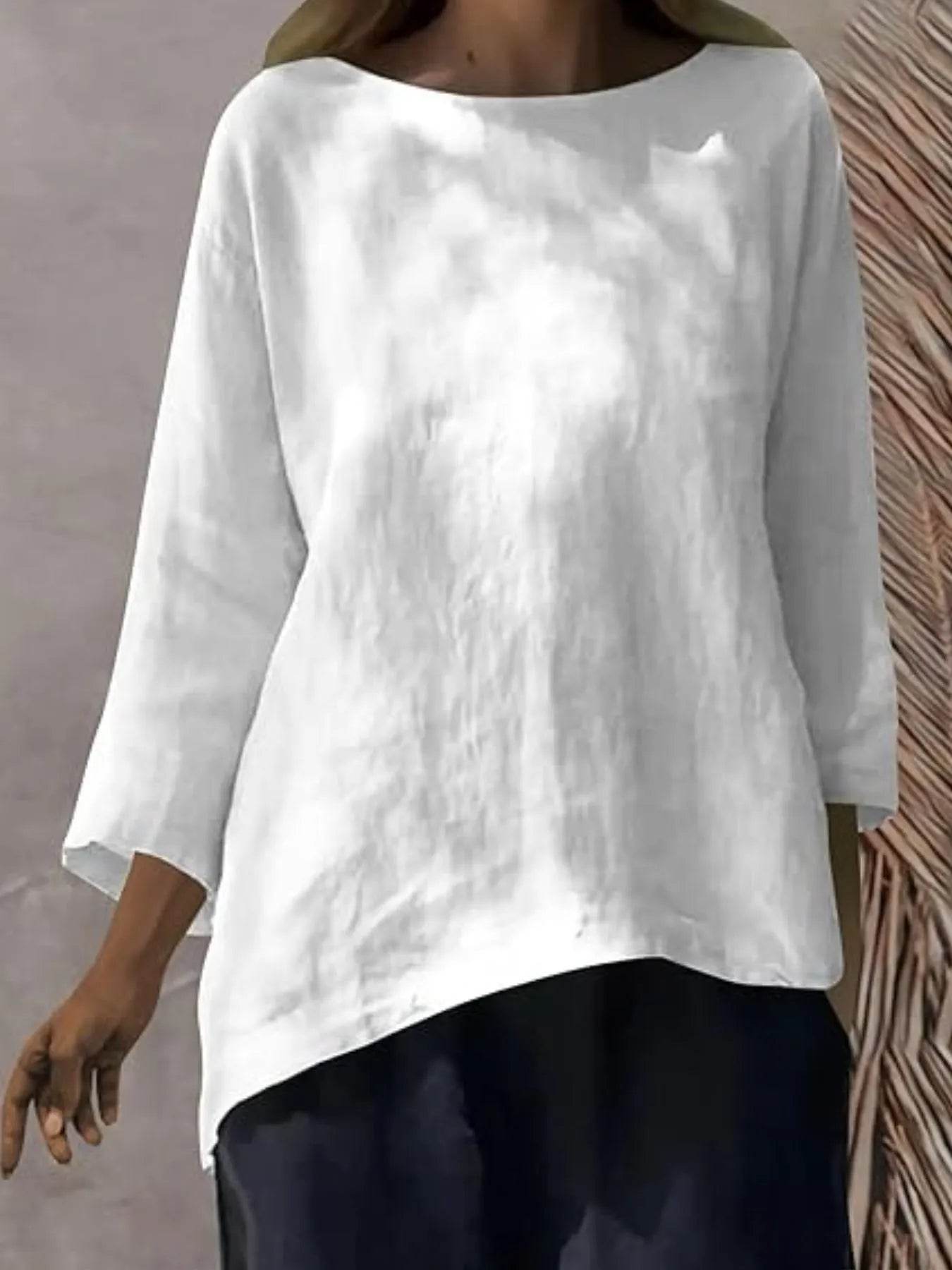 Full Size Round Neck Relaxed Fit Blouse Plus Size - Ultim8 Designs 4 U