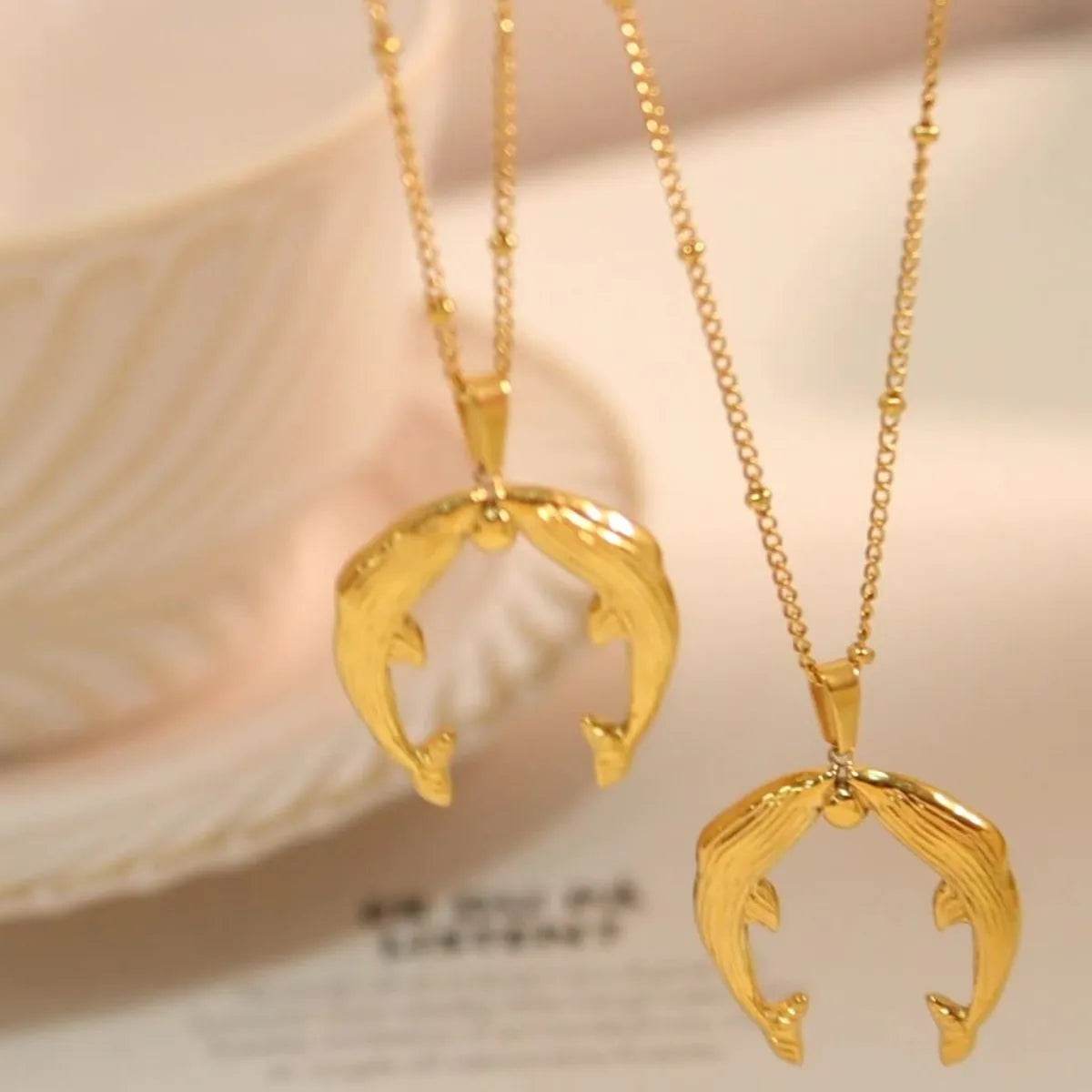 Gold Dolphin Jewelry Set with Necklace and Earrings - Ultim8 Designs 4 U