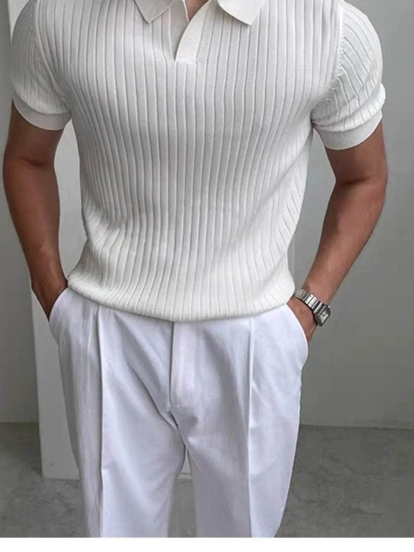 Men's Full Size Ribbed Short Sleeve Polo Plus Size - Ultim8 Designs 4 U