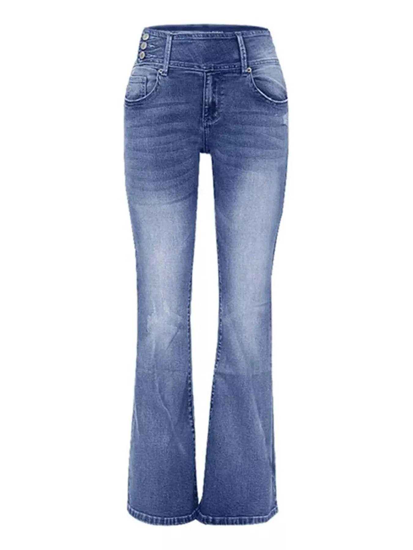 Full Size Vintage Wash Flare Jeans Plus Size - Ultim8 Designs 4 U