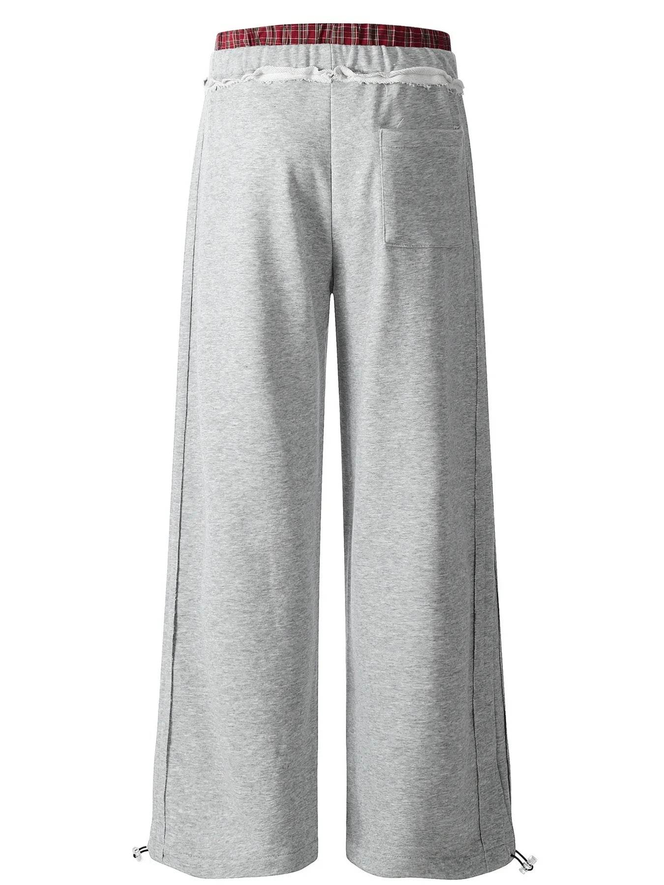 Men's Classic Wide-Leg Sweatpants with Plaid Waistband - Ultim8 Designs 4 U