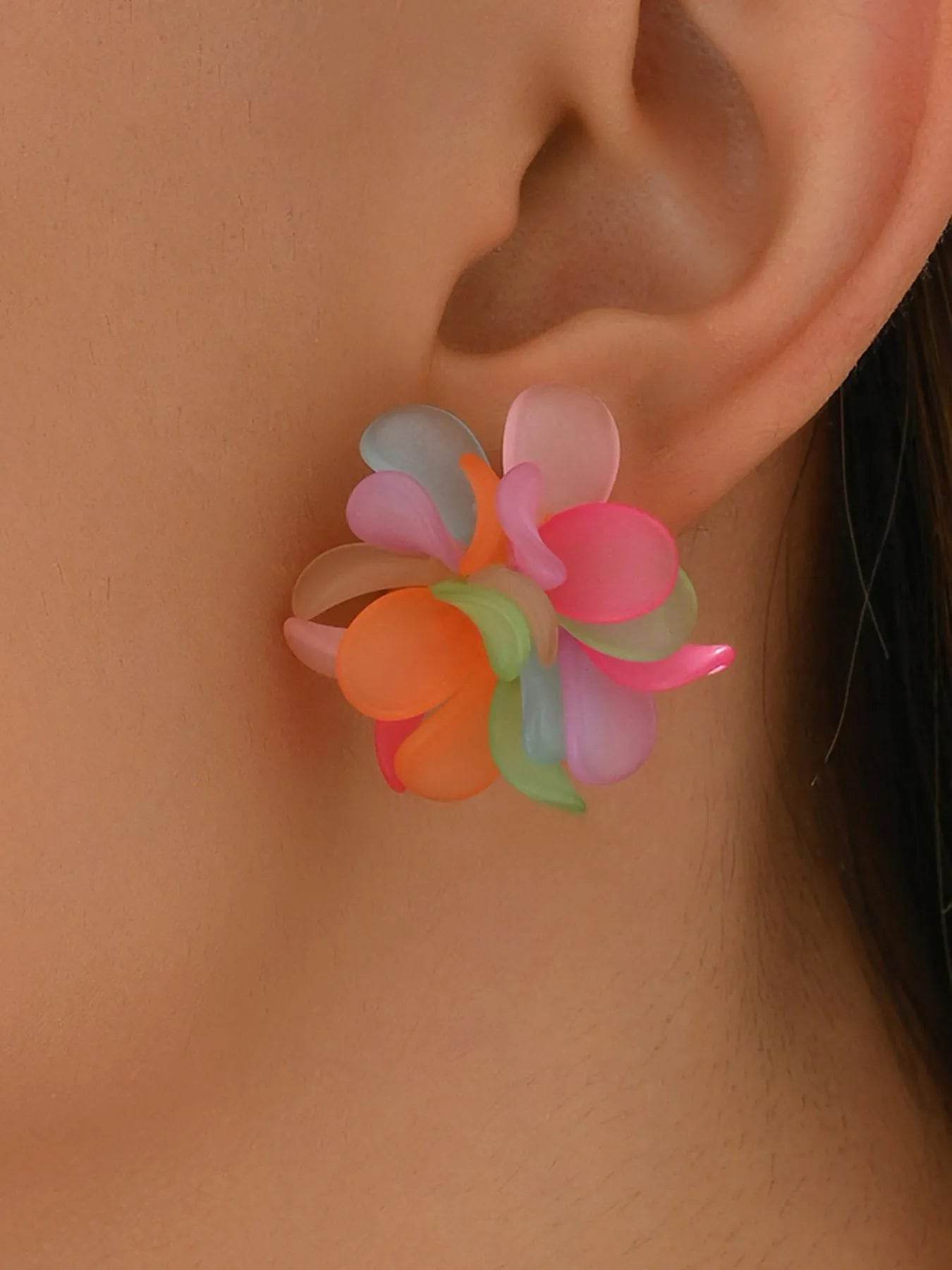 Acrylic Colorful Flower Stud Earrings - Ultim8 Designs 4 U
