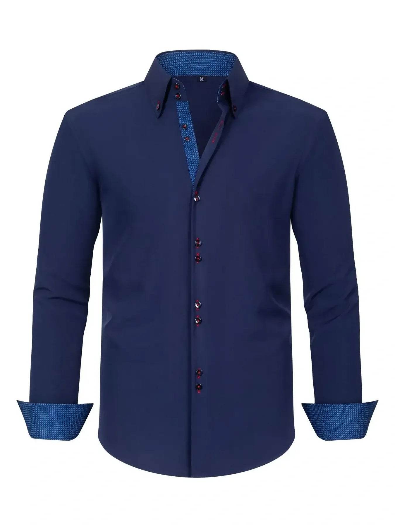 Men's Full Size Button-Down Casual Shirt with Contrast Cuffs Plus Size - Ultim8 Designs 4 U