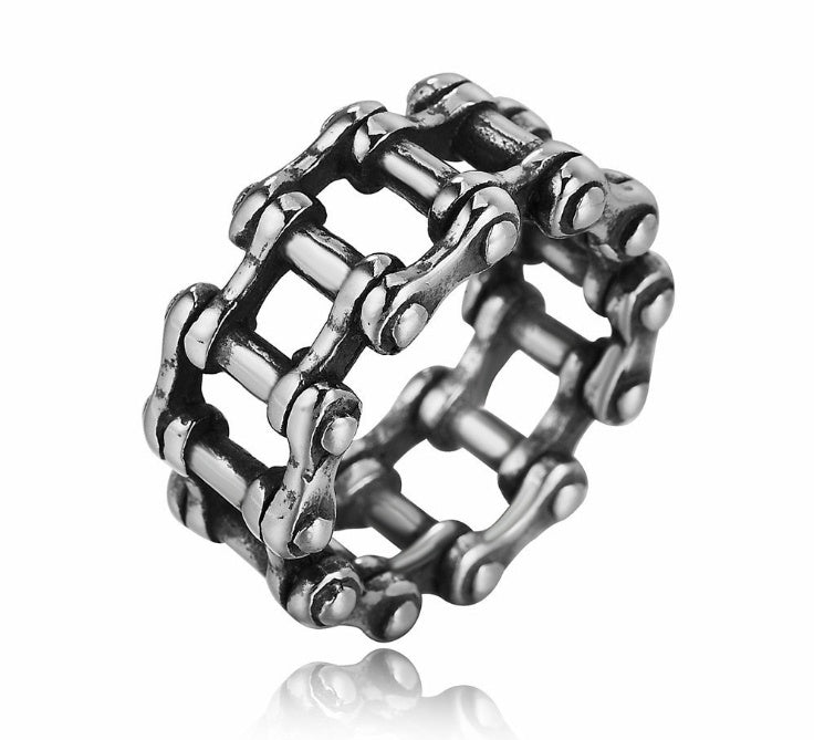 Men's Motorcycle Ring - Stainless Steel Punk Rock Chain Link Biker Jewelry Gift